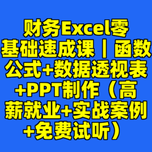 财务Excel零基础速成课｜函数公式+数据透视表+PPT制作（高薪就业+实战案例+免费试听）-cc资源站