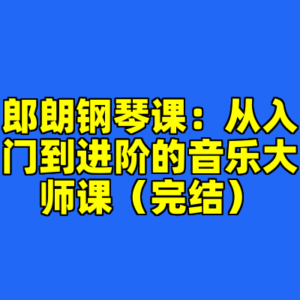 郎朗钢琴课：从入门到进阶的音乐大师课（完结）-cc资源站