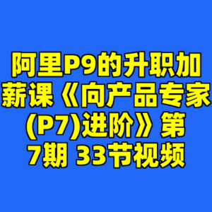 阿里P9的升职加薪课《向产品专家(P7)进阶》第7期 33节视频-cc资源站