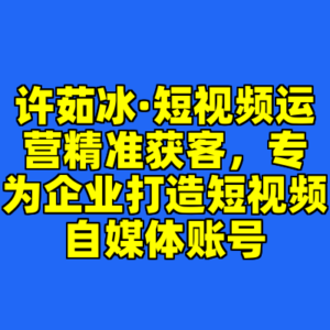 许茹冰·短视频运营精准获客,专为企业打造短视频自媒体账号-cc资源站