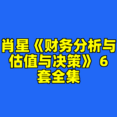 肖星《财务分析与估值与决策》 6套全集