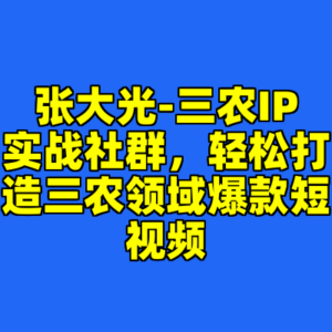 张大光-三农IP实战社群，轻松打造三农领域爆款短视频-cc资源站