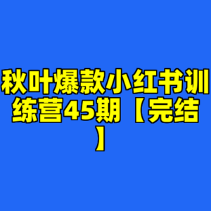 秋叶爆款小红书训练营45期【完结】-cc资源站