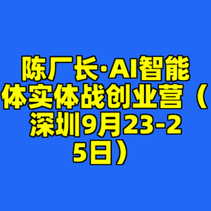 陈厂长·AI智能体实体战创业营（深圳9月23-25日）-cc资源站