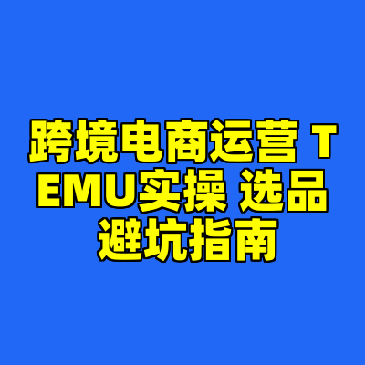 跨境电商运营 TEMU实操 选品 避坑指南