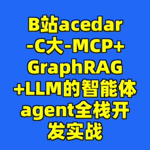 B站acedar-C大-MCP+GraphRAG+LLM的智能体agent全栈开发实战-cc资源站