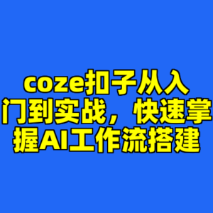 coze扣子从入门到实战，快速掌握AI工作流搭建-cc资源站