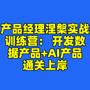 产品经理涅槃实战训练营： 开发数据产品+AI产品通关上岸-cc资源站