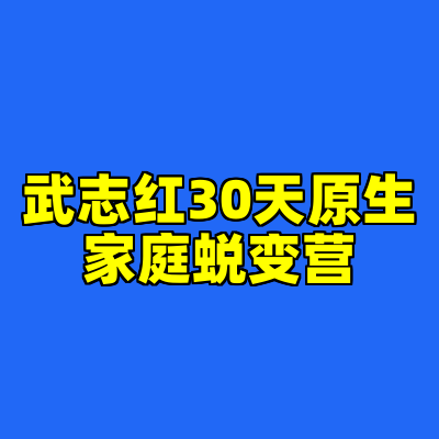 武志红30天原生家庭蜕变营