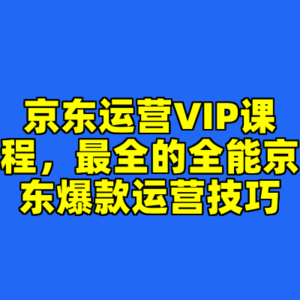 京东运营VIP课程，最全的全能京东爆款运营技巧-cc资源站