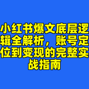 小红书爆文底层逻辑全解析，账号定位到变现的完整实战指南-cc资源站