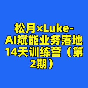 松月×Luke-AI斌能业务落地14天训练营（第2期）-cc资源站