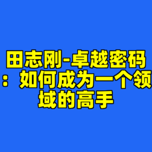 田志刚-卓越密码：如何成为一个领域的高手-cc资源站