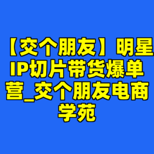 【交个朋友】明星IP切片带货爆单营_交个朋友电商学苑-cc资源站