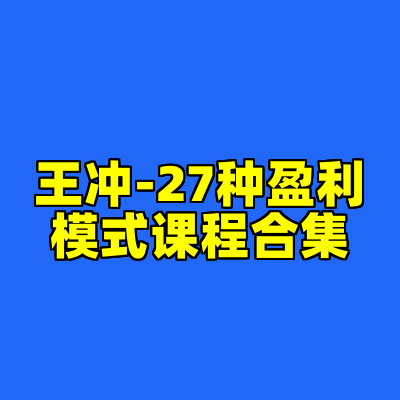 王冲-27种盈利模式课程合集