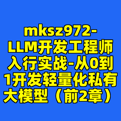mksz972-LLM开发工程师入行实战-从0到1开发轻量化私有大模型（前2章）