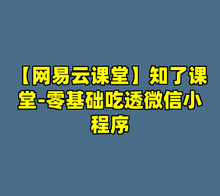 【网易云课堂】知了课堂-零基础吃透微信小程序
