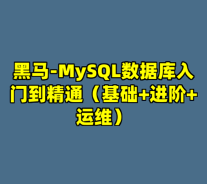 黑马-MySQL数据库入门到精通（基础+进阶+运维）-cc资源站