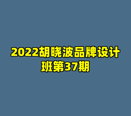 2022胡晓波品牌设计班第37期