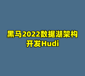 黑马2022数据湖架构开发Hudi-cc资源站