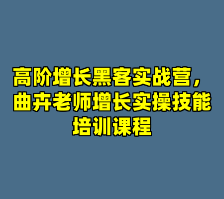 高阶增长黑客实战营，曲卉老师增长实操技能培训课程