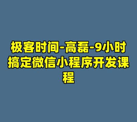 极客时间-高磊-9小时搞定微信小程序开发课程