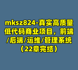 mksz824-真实高质量低代码商业项目，前端/后端/运维/管理系统（22章完结）-cc资源站