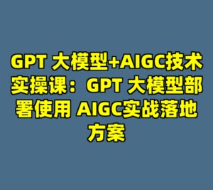 GPT 大模型+AIGC技术实操课：GPT 大模型部署使用 AIGC实战落地方案-cc资源站