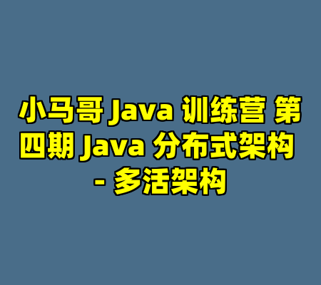 小马哥 Java 训练营 第四期 Java 分布式架构 - 多活架构
