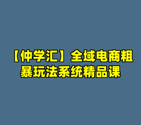 【仲学汇】全域电商粗暴玩法系统精品课
