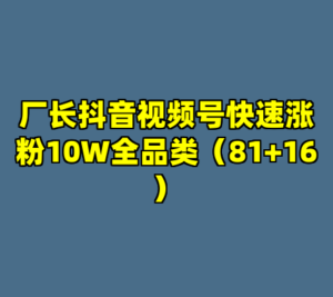 厂长抖音视频号快速涨粉10W全品类（81+16）-cc资源站