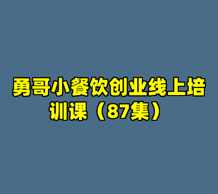 勇哥小餐饮创业线上培训课（87集）
