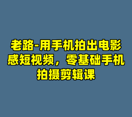 老路-用手机拍出电影感短视频，零基础手机拍摄剪辑课