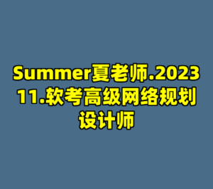Summer夏老师.202311.软考高级网络规划设计师-cc资源站
