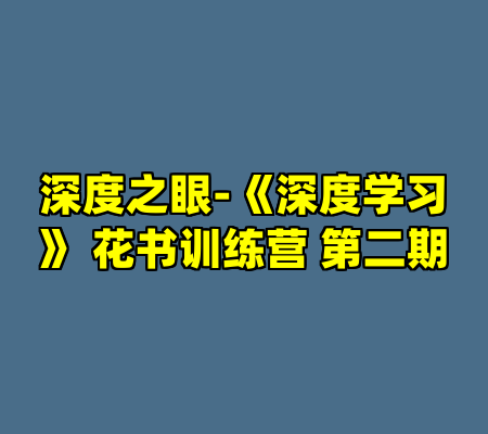 深度之眼-《深度学习》 花书训练营 第二期
