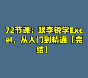 72节课：跟李锐学Excel，从入门到精通【完结】-cc资源站