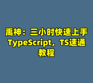 禹神：三小时快速上手TypeScript，TS速通教程-cc资源站