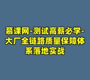慕课网-测试高薪必学-大厂全链路质量保障体系落地实战-cc资源站