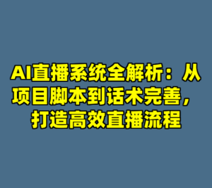 AI直播系统全解析：从项目脚本到话术完善，打造高效直播流程-cc资源站