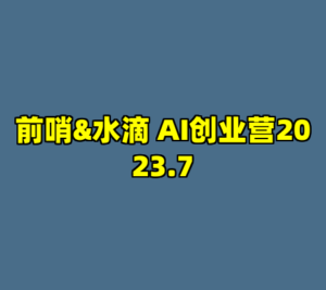 前哨&水滴 AI创业营2023.7-cc资源站