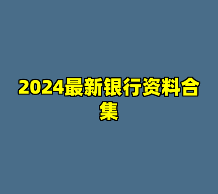 2024最新银行资料合集