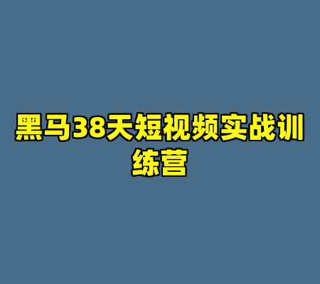 黑马38天短视频实战训练营