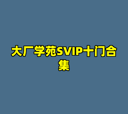 大厂学苑SVIP十门合集