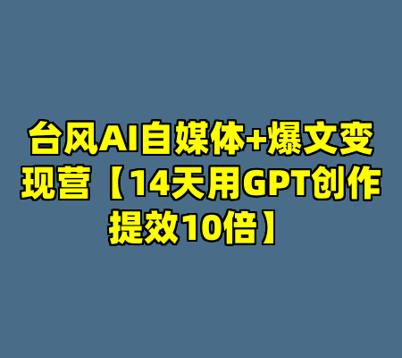 台风AI自媒体+爆文变现营【14天用GPT创作提效10倍】