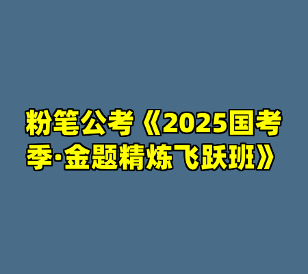粉笔公考《2025国考季·金题精炼飞跃班》
