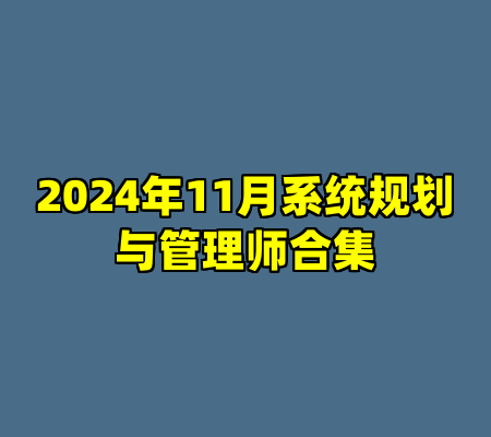 2024年11月系统规划与管理师合集
