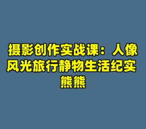 摄影创作实战课：人像风光旅行静物生活纪实 熊熊-cc资源站
