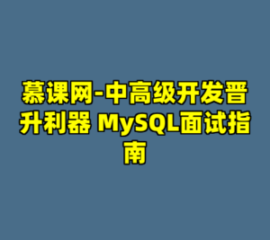 慕课网-中高级开发晋升利器 MySQL面试指南-cc资源站