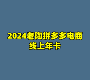 2024老陶拼多多电商线上年卡-cc资源站