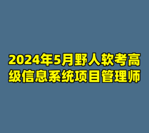 2024年5月野人软考高级信息系统项目管理师-cc资源站